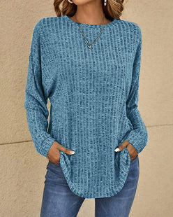 Waffle Knit Pocket Top