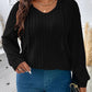 Ribbed V-Neck Hoodie