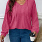 Ribbed V-Neck Hoodie