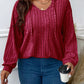 Ribbed V-Neck Hoodie