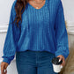 Ribbed V-Neck Hoodie