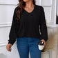 Ribbed V-Neck Hoodie
