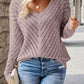 Chevron Open Knit V-Neck Jumper