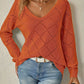 Diamond Pointelle V-Neck Jumper