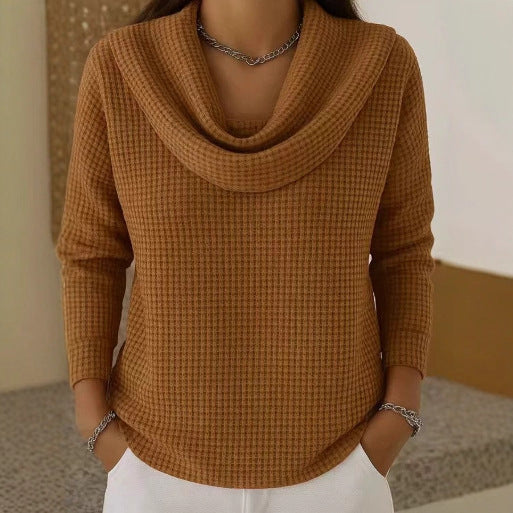 Waffle Knit Cowl Neck Jumper