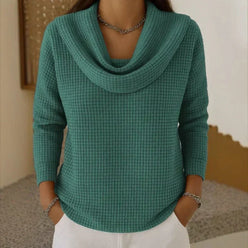 Waffle Knit Cowl Neck Jumper