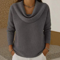 Waffle Knit Cowl Neck Jumper