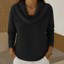 Waffle Knit Cowl Neck Jumper