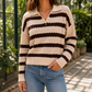 Retro Stripe Open Collar Jumper