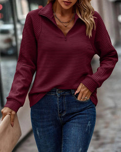 Ribbed Half-Zip Pullover