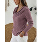Ribbed Gathered Cowl Neck Top