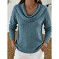 Ribbed Gathered Cowl Neck Top
