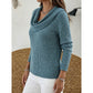 Ribbed Gathered Cowl Neck Top