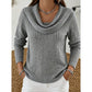 Ribbed Gathered Cowl Neck Top