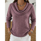 Ribbed Gathered Cowl Neck Top