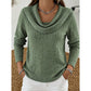 Ribbed Gathered Cowl Neck Top