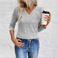 Ribbed Crossover V-Neck Jumper