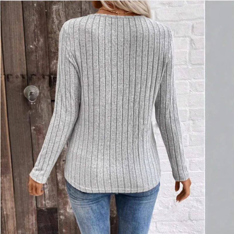 Ribbed Crossover V-Neck Jumper