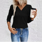 Ribbed Crossover V-Neck Jumper
