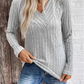 Ribbed Crossover V-Neck Jumper