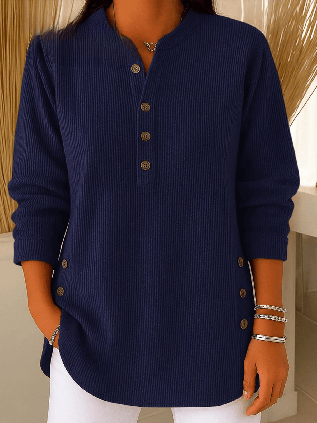 Ribbed Henley Tunic