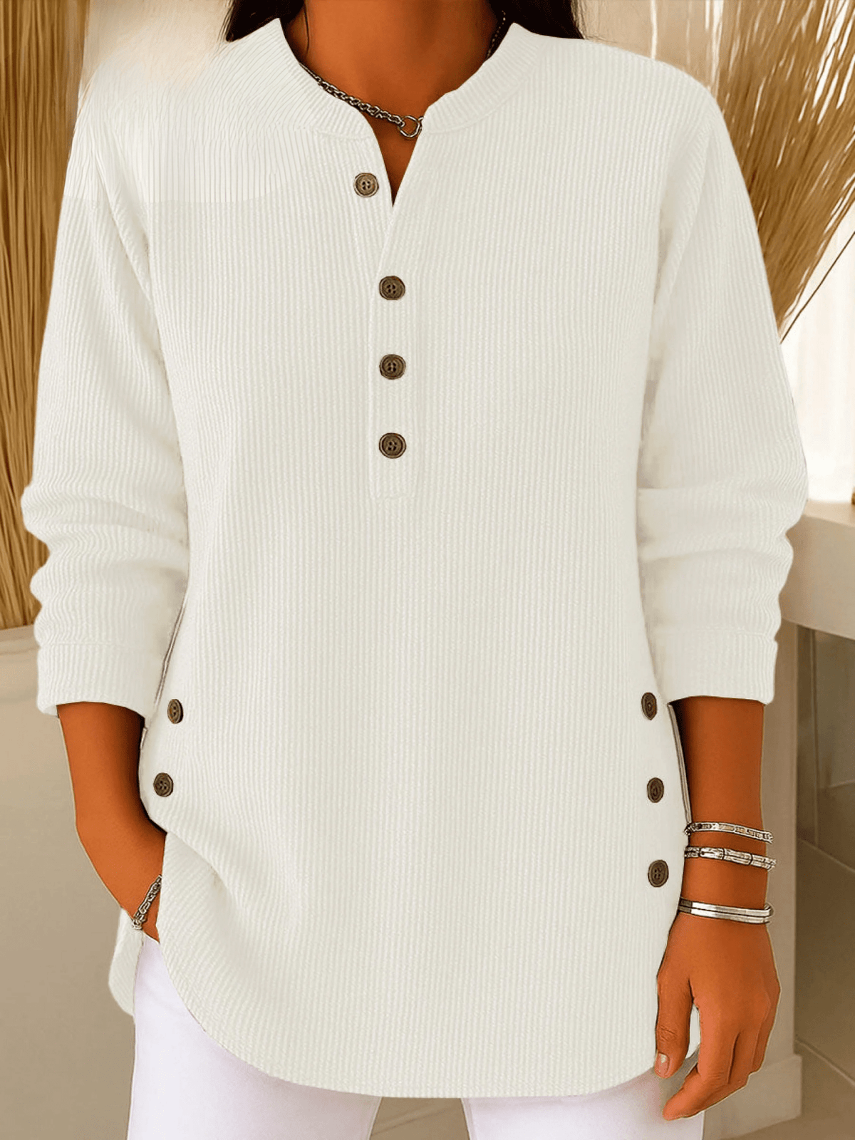 Ribbed Henley Tunic