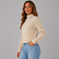 Side Button Rib Roll Neck
