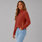 Side Button Rib Roll Neck