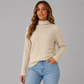 Side Button Rib Roll Neck