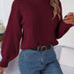 Cable Roll Neck Puff Sleeve Jumper