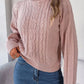 Cable Roll Neck Puff Sleeve Jumper