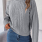 Cable Roll Neck Puff Sleeve Jumper