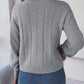 Cable Roll Neck Puff Sleeve Jumper