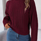 Cable Roll Neck Puff Sleeve Jumper