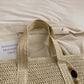 Tote Bag Straw with Zip Closure and Two Large Handles