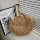Tote Bag Straw with Faux Leather Finishes and Zip Closure