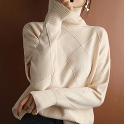 Lambswool Ribbed Roll Neck Jumper
