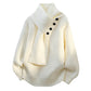 Ribbed Scarf-Neck Knit Jumper