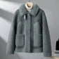 Fleece Jacket Faux Shearling with Structured Collar and Patch Pockets