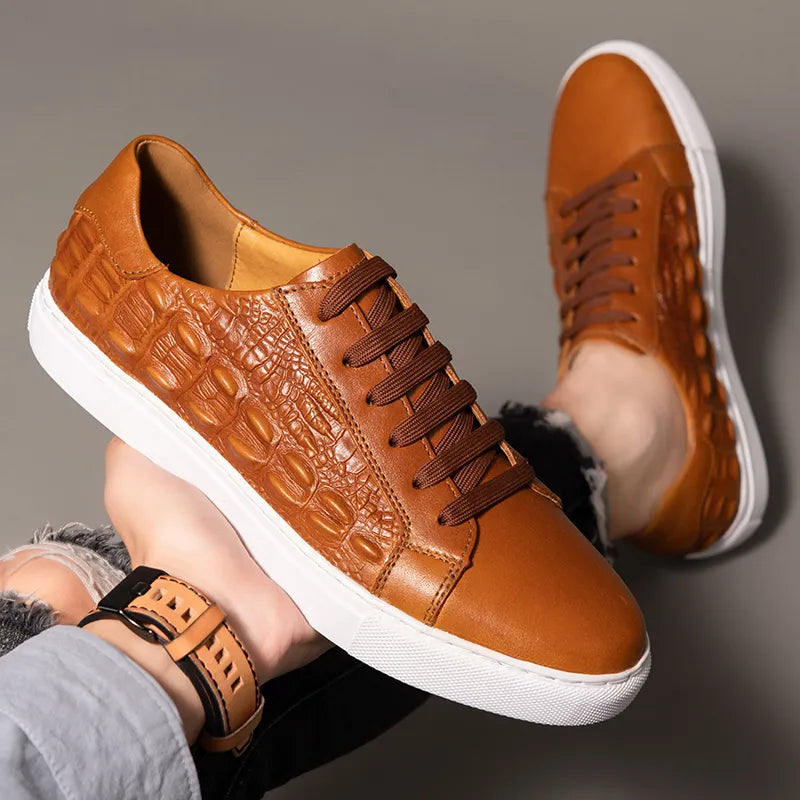 Men's Genuine Leather Low-Top Sneakers
