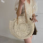 Tote Bag Straw with Faux Leather Finishes and Zip Closure
