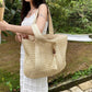 Tote Bag Straw with Zip Closure and Two Large Handles