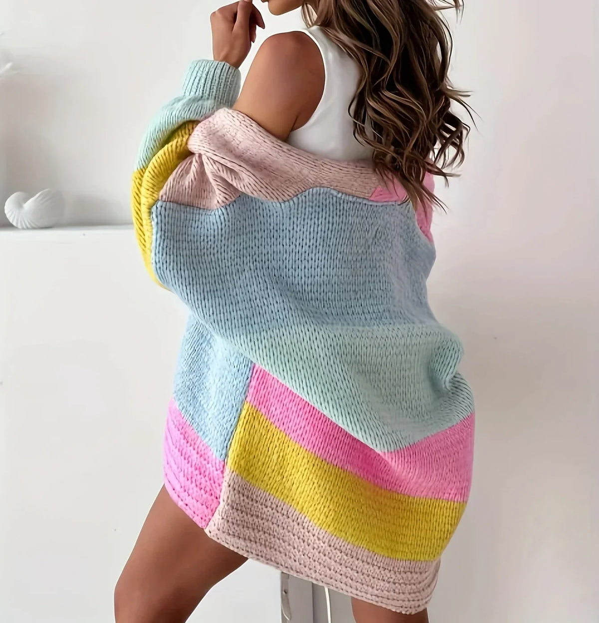Pastel Colour Block Patchwork Cardigan