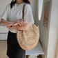 Tote Bag Straw with Faux Leather Finishes and Zip Closure