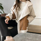 Jacket Faux Suede with Faux Shearling Lining, Minimalist Silhouette