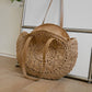 Tote Bag Straw with Faux Leather Finishes and Zip Closure