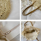 Tote Bag Straw with Faux Leather Finishes and Zip Closure