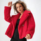 Jacket Faux Fur Double-Breasted with Sharp Lapels and Straight Hem