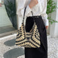 Tote Bag Straw with Faux Leather Details and Magnetic Snap