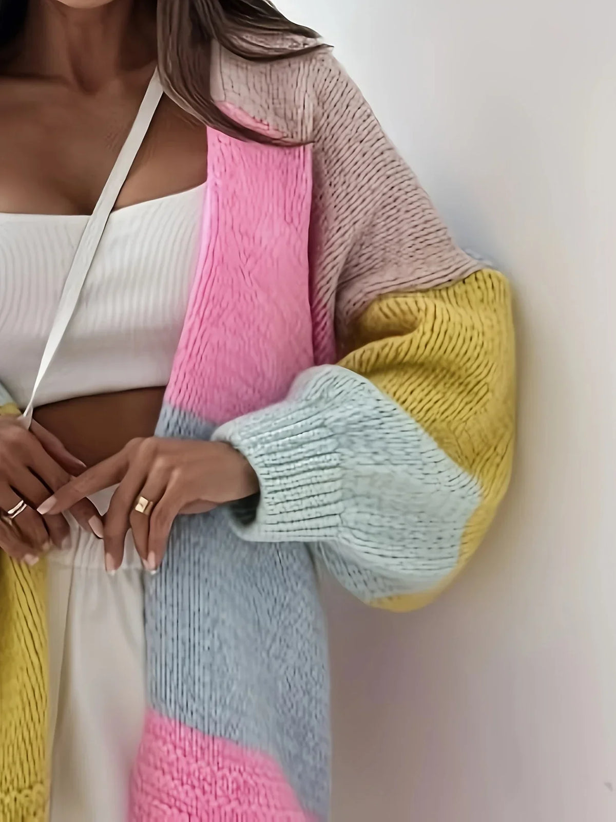 Pastel Colour Block Patchwork Cardigan